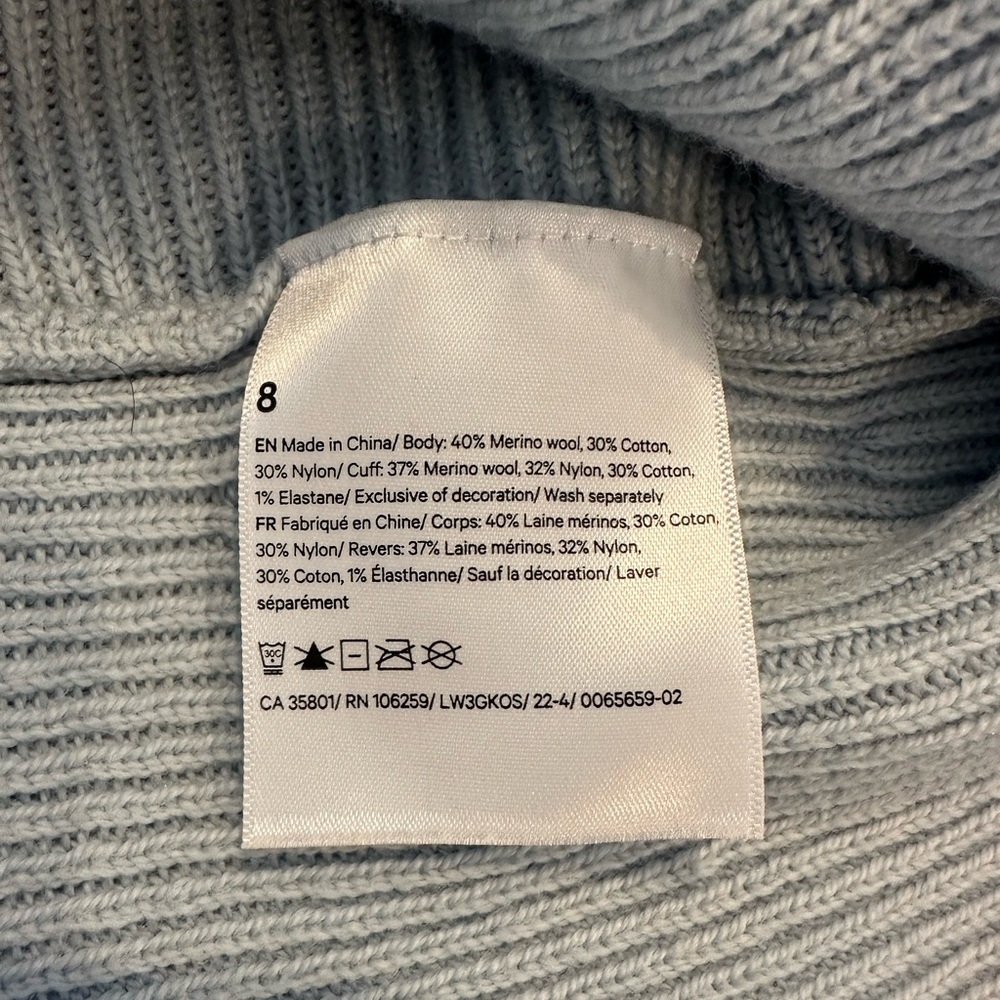 Lululemon Merino Wool-Blend Light Blue Cardigan Size 8 - Picture 6 of 6